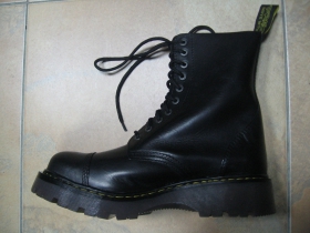 T-REX  10.dierkové čierne topánky s prešívanou oceľovou špičkou z pravej kože najvyššej akosti - TOP KVALITA!!!