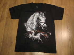 Kôň čierne pánske tričko materiál 100%bavlna