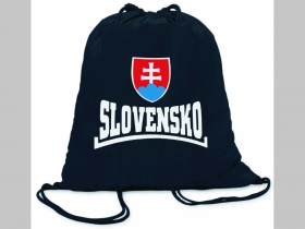 Slovensko  ľahké sťahovacie vrecko ( batoh / vak ) s čiernou šnúrkou, 100% bavlna 100 g/m2, rozmery cca. 37 x 41 cm